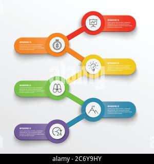 Infografievorlage Vector mit 3D-Papieretikett, integrierte Kreise. Geschäftskonzept mit 6 Optionen. Für Inhalt, Diagramm, Flussdiagramm, Schritte, Teile, t Stock Vektor
