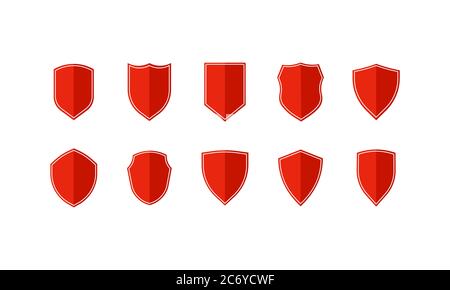 Schild Symbol in flach gesetzt. Logo „Safe and Protect“. Sicherheitssymbol. Vektor auf isoliertem weißem Hintergrund. EPS 10 Stock Vektor