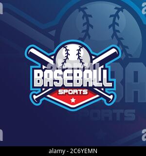 Baseball Vektor Maskottchen Logo Design mit modernem Illustrationskonzept Stil für Abzeichen, Emblem und T-Shirt Druck. Illustration des Baseball-Emblems. Stock Vektor