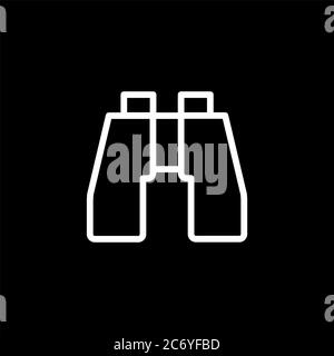 Binokulares Symbol Auf Schwarzem Hintergrund. Vektor-Illustration Mit Schwarzem Flachen Stil. Stock Vektor