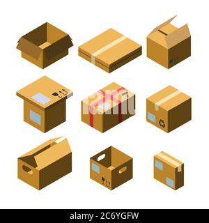 Karton Verschiedene Größe Sammlung Set Vektor Stock Vektor