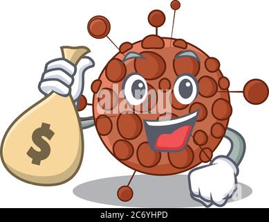 Verrückte reiche Cartoon-Bild von neisseria mit Geldbeutel Stock Vektor
