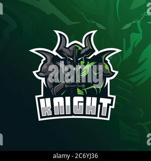 ritter Vektor Maskottchen Logo Design mit modernem Illustrationskonzept Stil für Abzeichen, Emblem und T-Shirt Druck. ritterillustration mit Schwert. Stock Vektor