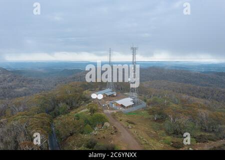 Kommunikationstürme auf dem Mount Canobolas in der New South Wales Regionalstadt Orange Stockfoto