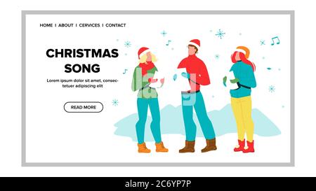 Christmas Song Vocal Performing Singers Vektor Illustration Stock Vektor