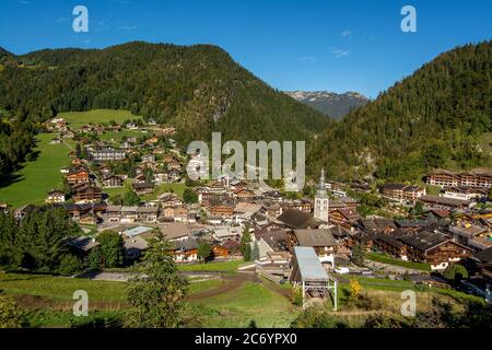 La Clusaz Village, Haute Savoie, Auvergne-Rhone-Alpes, Frankreich Stockfoto