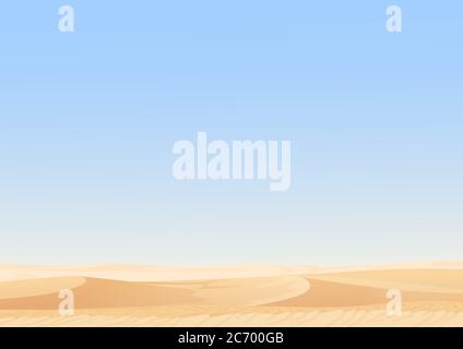 Leerer Himmel Wüste Dünen Vektor ägyptische Landschaft Hintergrund. Sand in der Natur Illustration Stock Vektor