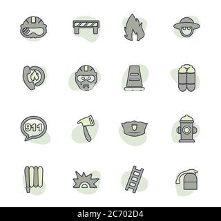 Feuerwehr Symbole gesetzt Stock Vektor