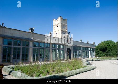 Europa, Italien, Lombardia, Limbiate, Parco delle Groane, Castellazzo, Villa Pusterla Crivelli Arconati ist eine Villa aus dem achtzehnten Jahrhundert in Mombello, (Fraktion von Limbiate in der Provinz Monza und Brianza) Zitrone Haus Stockfoto