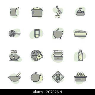 Essen und die Küche Icons set Stock Vektor