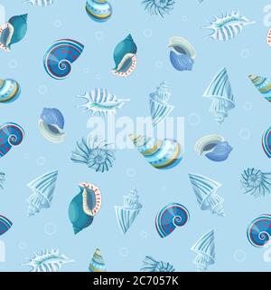 Muscheln nahtlose Vektor realistische Muster isoliert gefärbt Stock Vektor