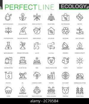 Ökologie dünne Linie Web-Icons gesetzt. Design der Kontur-Symbole Stock Vektor