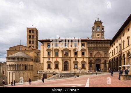 Arezzo ist eine Stadt in der mittelitalienischen Region Toskana. Sie ist die Hauptstadt der gleichnamigen Provinz und viertgrößte Stadt der Toskana. Berü Stockfoto