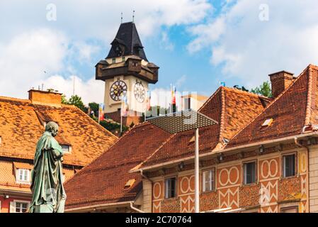 Blick auf den Hauptplatz in Graz, Österreich Stockfoto