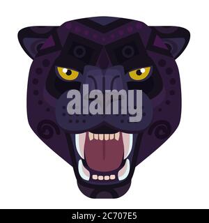Wütend schwarzen Panther Kopf Logo. Wild Cat Vektor dekoratives Emblem Stock Vektor