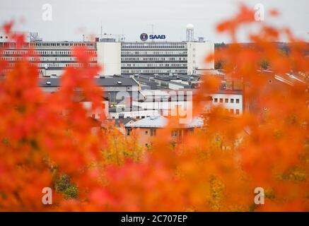 Linköping, Schweden 2018-09-28 das Airline- und Sicherheitsunternehmen Saab in Tannefors, Linköping. Hier wird unter anderem JAS 39 Gripen hergestellt. Foto Jeppe Gustafsson Stockfoto