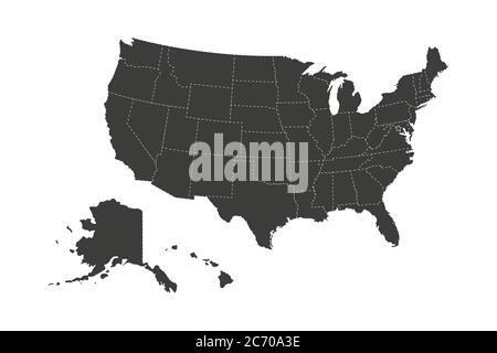 USA-Karte. Flacher Stil - Stock Vektor. Stock Illustration Stock Vektor