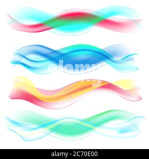 Abstraktes farbiges Wave Set. Vektorgrafik isoliert Stock Vektor