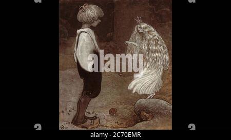 Vintage John Bauer Fantasy Elfen und Kobolde Illustration Kunst Stockfoto