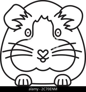 Cute Guinea Schwein Cartoon Vektor-Linie Symbol Stock Vektor