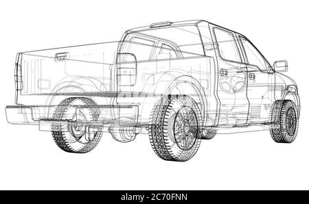 Silhouetten des Autos. 3D-Illustration Stockfoto