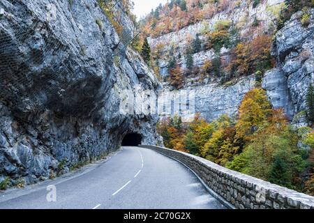 Gorges de la Bourne, der Bourne Canyon in der Nähe von Villard de Lans, Vercors in Frankreich, Europa Stockfoto