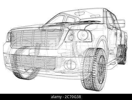 Silhouetten des Autos. 3D-Illustration Stockfoto