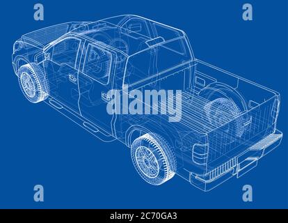 Silhouetten des Autos. 3D-Illustration Stockfoto