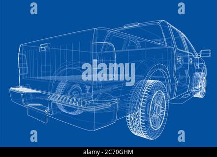 Silhouetten des Autos. 3D-Illustration Stockfoto