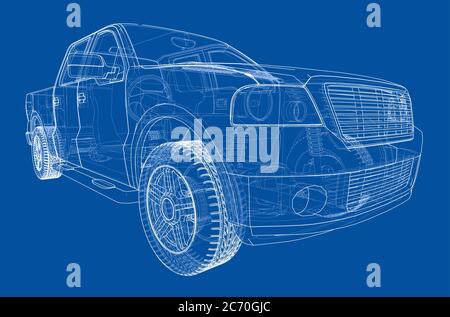 Silhouetten des Autos. 3D-Illustration Stockfoto