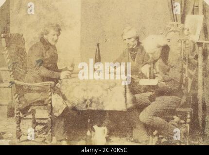 Gruppe von Herren bei einem Glas Wein, 7. Februar 1846. Stockfoto