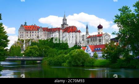 Sigmaringen, Deutschland: Blick auf das berühmte Schloss Stockfoto