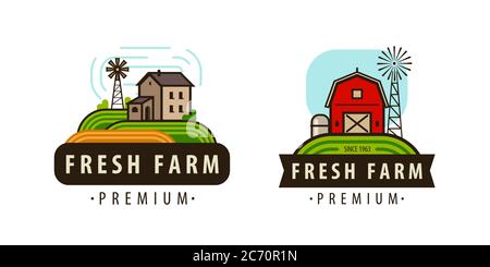 Farmlogo oder -Symbol. Landwirtschaft, Lebensmittelkonzept Vektor-Illustration Stock Vektor