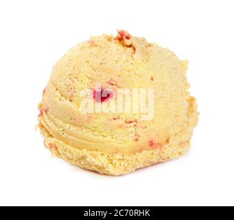 Kugel von Kirsche Mango Eis isoliert auf weißem Hintergrund. Stockfoto