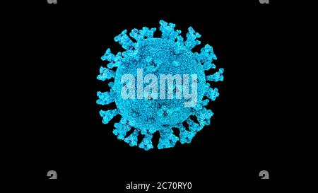 Coronavirus-Zellen, verursachen epidemische gesundheitliche Notfälle, SARS, MERS und 2019-nCoV, Ausbruch, Pandemie, gefährlich, neuartige Virus Covid - 19, 3d-Illustration, e Stockfoto