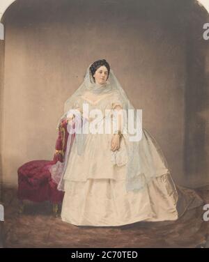 [Portrait in einem weißen Kleid], 1856-57, gedruckt 1861-66. Stockfoto