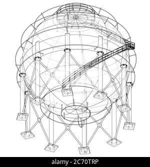 Umriss des sphärischen Gastanks. 3D-Illustration Stockfoto