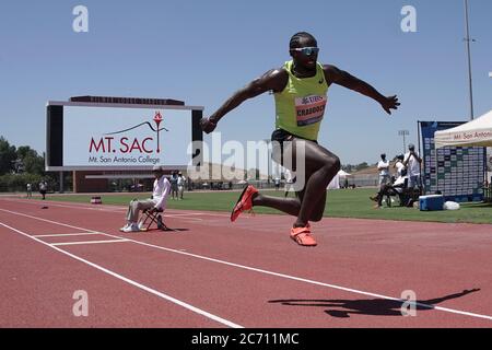 Omar Craddock platziert sich auf Platz drei im Dreisprung auf 55-11 (17,04 m) bei den Zürcher Weltklasse Inspiration Games, Donnerstag, 9. Juli 2020, in Walnut, ca. Stockfoto