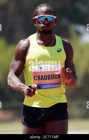 Omar Craddock platziert sich auf Platz drei im Dreisprung auf 55-11 (17,04 m) bei den Zürcher Weltklasse Inspiration Games, Donnerstag, 9. Juli 2020, in Walnut, ca. Stockfoto