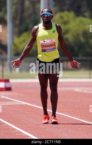 Omar Craddock platziert sich auf Platz drei im Dreisprung auf 55-11 (17,04 m) bei den Zürcher Weltklasse Inspiration Games, Donnerstag, 9. Juli 2020, in Walnut, ca. Stockfoto