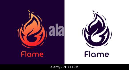 Logo „Fire Flame“. Flammendes Design. Hot-Symbol. Feuersymbol. Website-Seite und Mobile App Design-Element. Stock Vektor