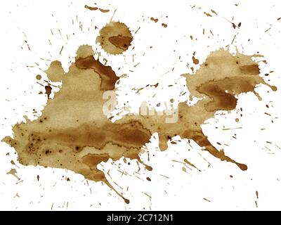 Kaffeespritzer auf und isoliert auf einem weißen Hintergrund ausgeschnitten Stockfoto