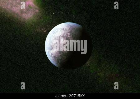 Exoplanet in einem weit dunklen Raum. Elemente dieses Bildes wurden von der NASA eingerichtet. Stockfoto