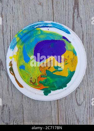 Gemischte Farben von Ölgemälde auf Palette Stockfoto