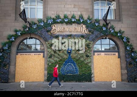 Das Restaurant und die Bar Brewhemia in der Market Street, Edinburgh, wird am 15. Juli wiedereröffnet, als Schottland sich auf die Aufhebung weiterer Beschränkungen für die Sperrung von Coronaviren vorbereitet. Stockfoto