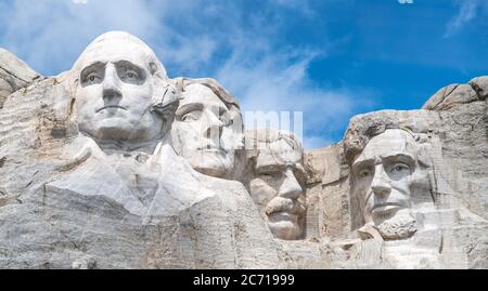 Berühmte Sehenswürdigkeit und Skulptur - Mount Rushmore National Monument, in der Nähe von Keystone, South Dakota - USA. Stockfoto