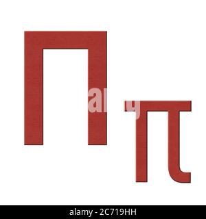 Griechisches Alphabet rot Leder Textur Bildung, P, Pi Stockfoto