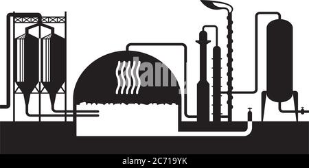 Industrielle Biogasanlage – Vektordarstellung Stock Vektor