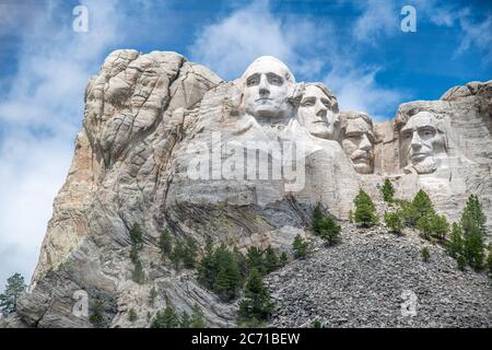 Berühmte Sehenswürdigkeit und Skulptur - Mount Rushmore National Monument, in der Nähe von Keystone, South Dakota - USA. Stockfoto