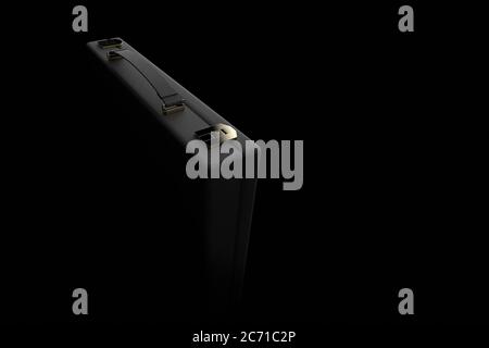 3D-Rendering einer Aktentasche vor dunklem Hintergrund Stockfoto